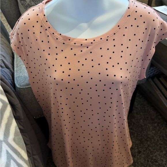Elle Pink and Black Polka Dot Short Sleeve Top - Picture 1 of 4